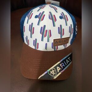 Ariat Cactus Pattern Trucker Hat with Brown Brim
